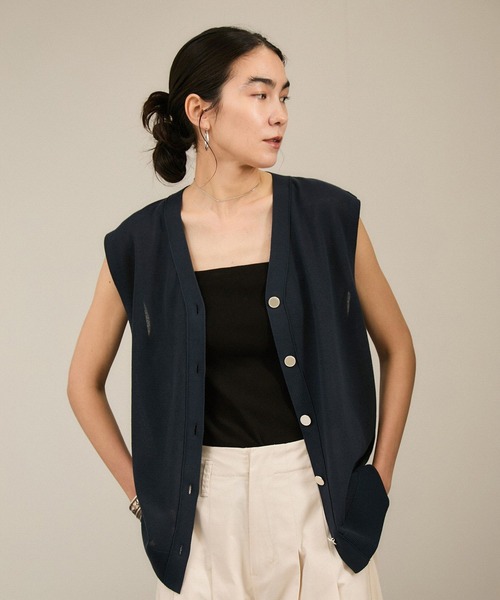 ベスト ジレ 「手洗い可能」ドライタッチ肩タックベスト レディース NOLLEY'S ベスト ジレ 「手洗い可能」ドライタッチ肩タック