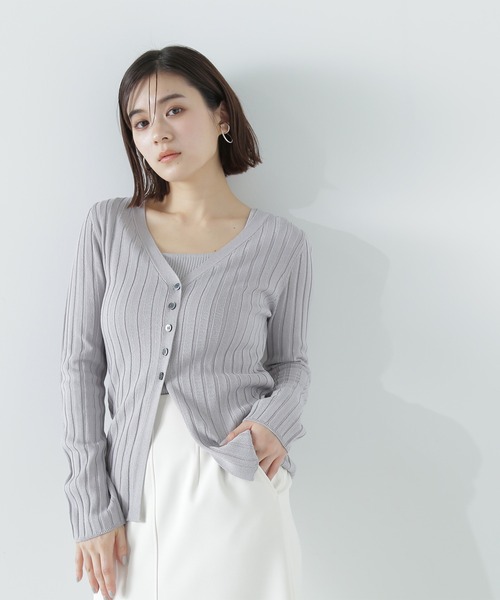 「NATURAL BEAUTY BASIC」 ニットアンサンブル FREE グレー レディース