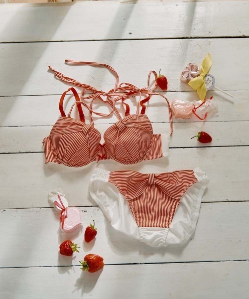 赤白ボーダー　サテン　ブラショーツセット　B70 M m64920799519_1.jpg?1744463342