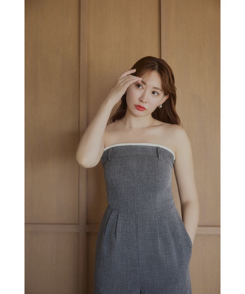 サロペット・オーバーオール・オールインワン Frilled Tweed Jumpsuit Frilled Tweed Jumpsuit - メルカリ