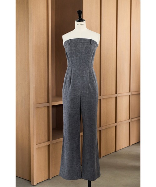 Her lip to オールインワン Frilled Tweed Jumpsuit レディース