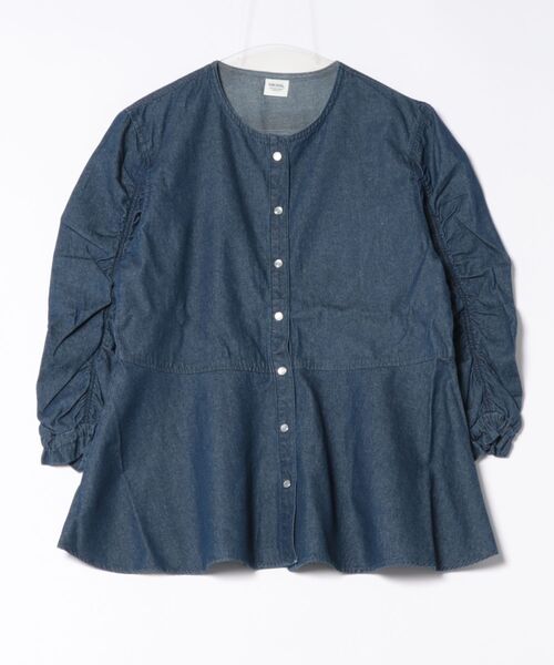 ブラウス シャツ SOMETHINGシャーリングスリーブデニムブラウス