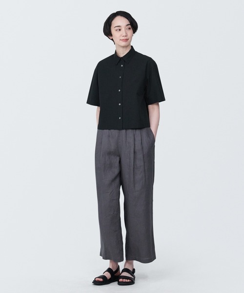 「無印良品」 半袖シャツ L ホワイト レディース