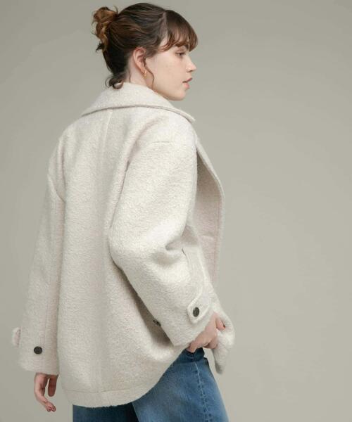 ぱお GLOBAL WORK ウールライクコクーンコート L GLOBAL WORK（グローバルワーク） ノーカラーコート コート ウール