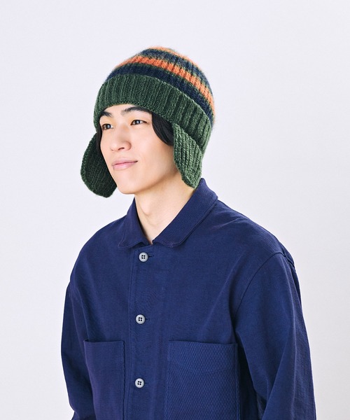 CA4LA美品ネイビー リブ編み ニット帽 CA4LA（カシラ） ニット帽 ニットキャップ WP WASHED SMALLIBB CT