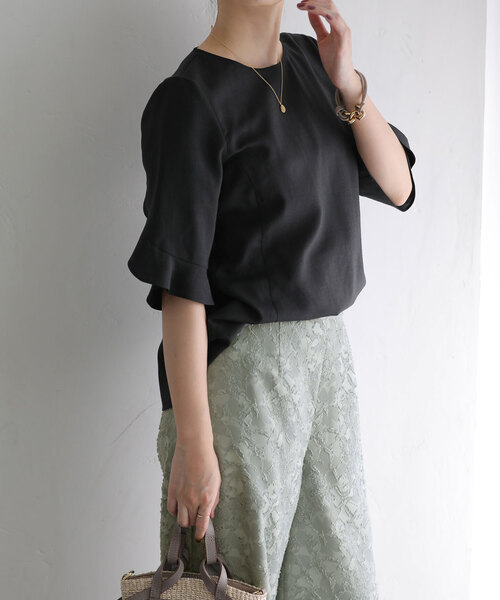 「La TOTALITE」 半袖ブラウス FREE ブラック レディース_画像5