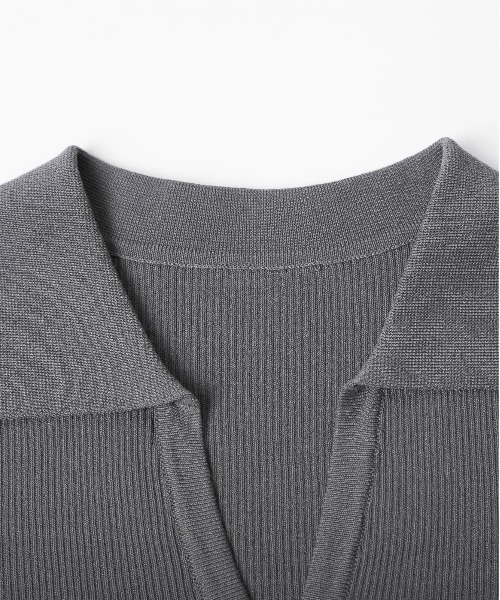 【極美品・サイズL】パパス＋　リブニットカーディガン　ウール100%　編み込み カーディガン スキッパーデザインリブニットカーディガン レディース