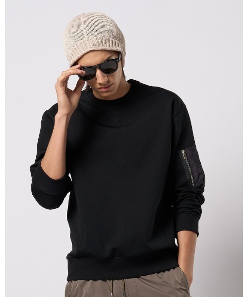 wjk スウェット トレーナー ブラック 袖ポケット wjk トレーナー スウェット utility pocket sweatshirt メンズ