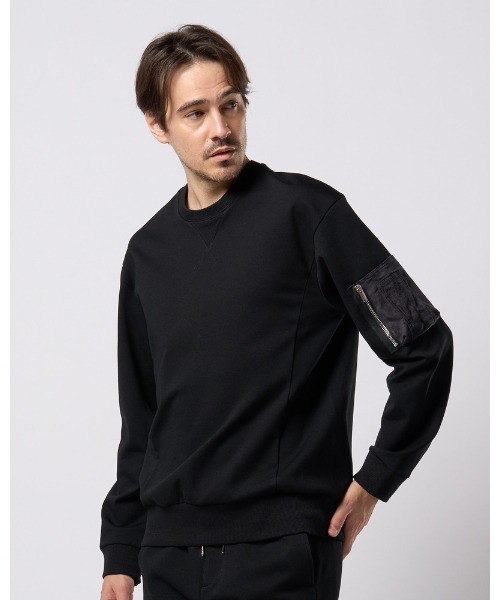 wjk スウェット トレーナー ブラック 袖ポケット wjk トレーナー スウェット utility pocket sweatshirt メンズ