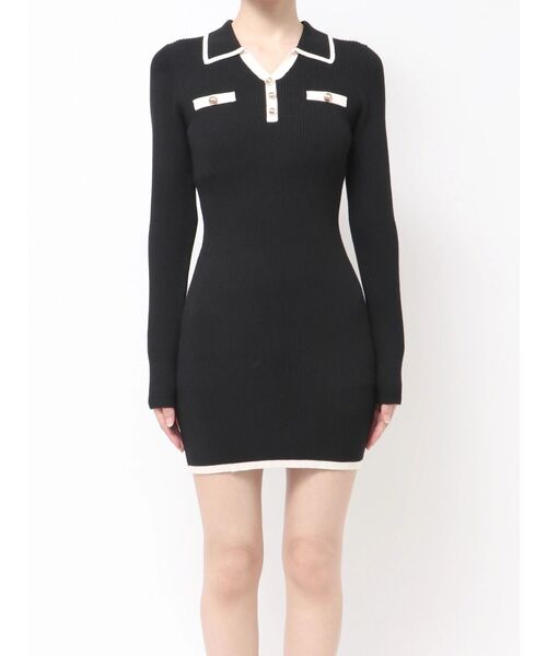 RESEXXY（リゼクシー） ワンピース バイカラーニットポロワンピース
