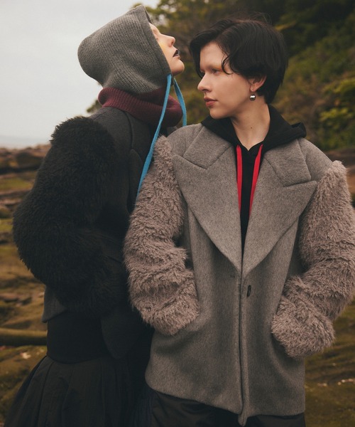 コート アウター SLEEVE FUR BIG SHOULDER CT レディースの画像