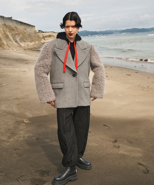 コート アウター SLEEVE FUR BIG SHOULDER CT レディースの画像