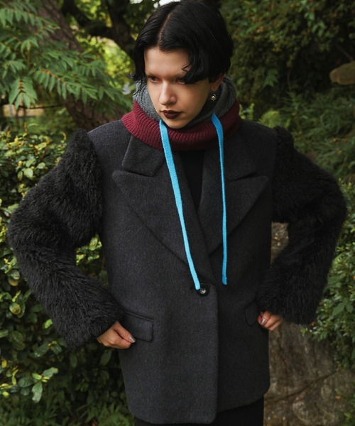 コート アウター SLEEVE FUR BIG SHOULDER CT レディースの画像