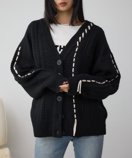 AZUL BY MOUSSY（アズールバイマウジー） カーディガン ステッチ