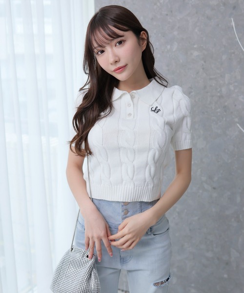 「LIPSERVICE」 半袖ニット FREE ブラック レディース_画像2