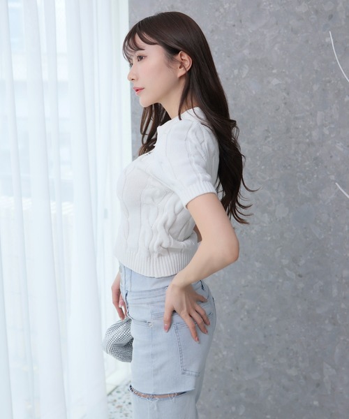 「LIPSERVICE」 半袖ニット FREE ブラック レディース_画像3