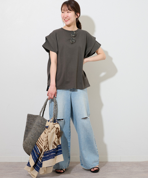 「JOURNAL STANDARD relume」 半袖カットソー FREE チャコールグレー レディース_画像2