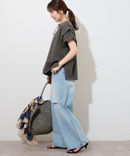 「JOURNAL STANDARD relume」 半袖カットソー FREE チャコールグレー レディース_画像3