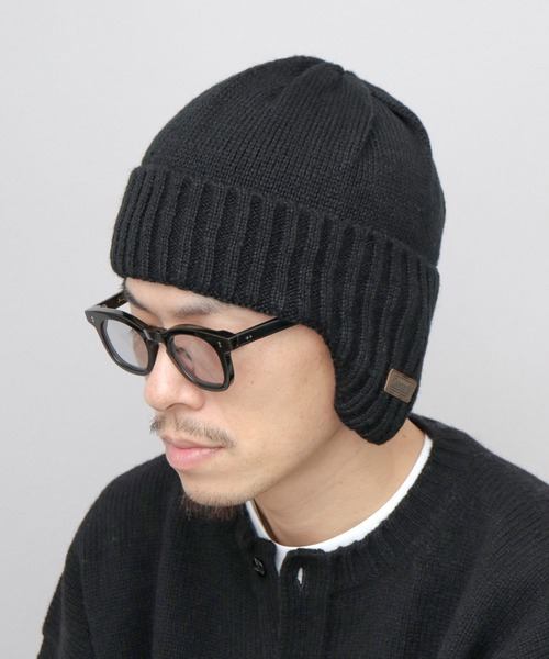 WCJ 黒い耳付きニット帽 Coleman（コールマン） ニット帽 ニットキャップ メンズ ウィンター