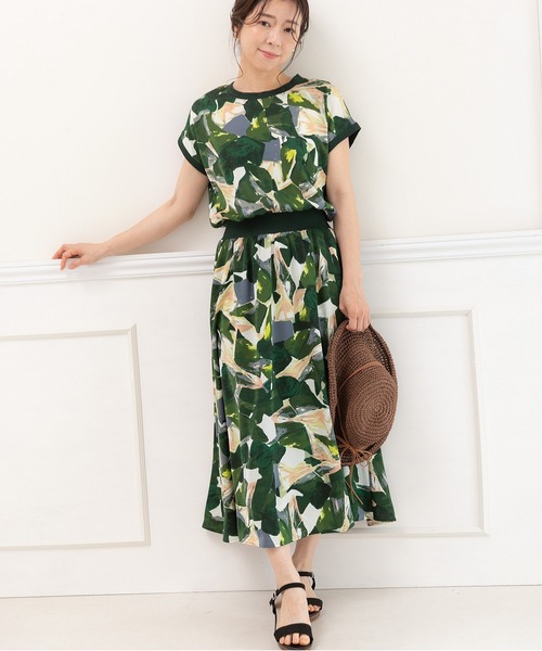 「PREFERIR」 半袖ワンピース LARGE グリーン レディース_画像7