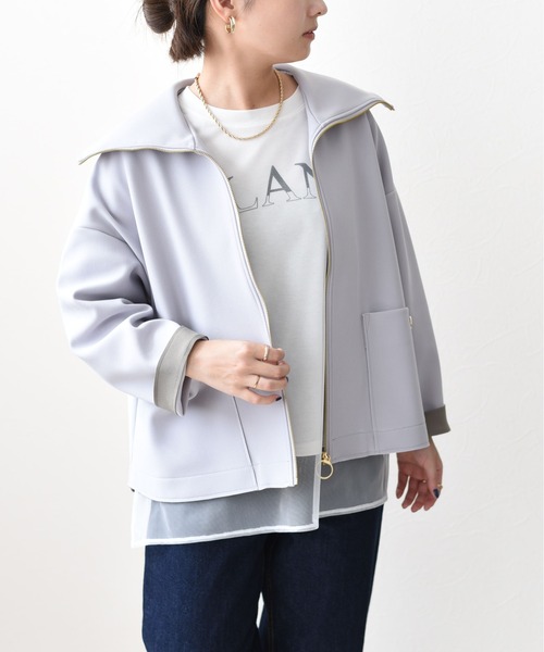 美品　エイミーロウ　レースドッキングブルゾン Eimee Law（エイミーロウ） ジップアップブルゾン FREE モカ