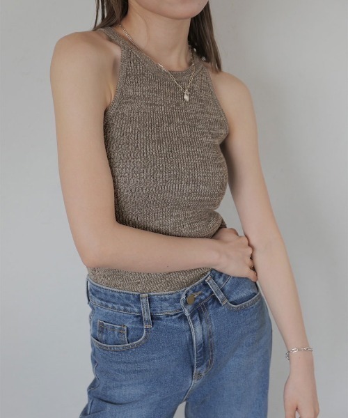 「Reurie'」 キャミソール FREE ブラウン レディース_画像2