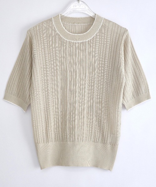 「meilmada」 半袖ニット FREE ネイビー レディース_画像3