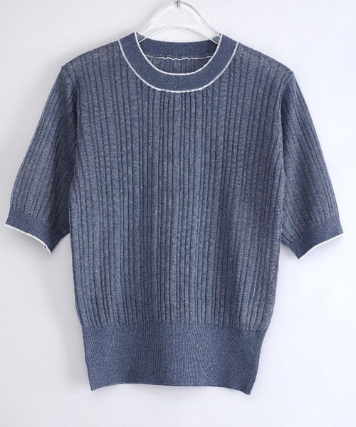 「meilmada」 半袖ニット FREE ネイビー レディース_画像4