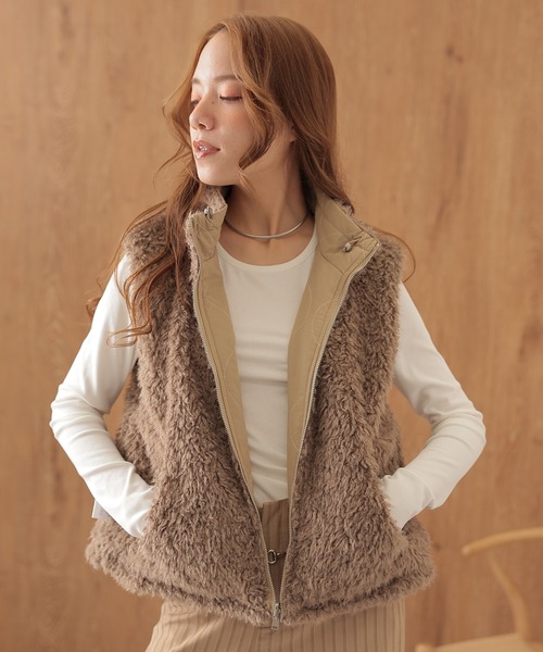 SUWDEE ベスト ジレ 2way boa zip up vest レディース : ZOZOTOWN