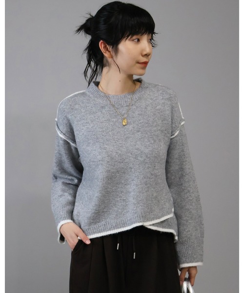 Doumoi ニット セーター ドロップショルダーニットプルオーバー