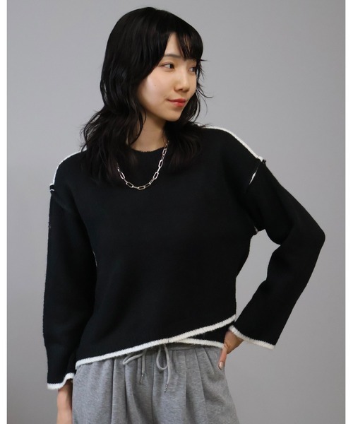 Doumoi ニット セーター ドロップショルダーニットプルオーバー