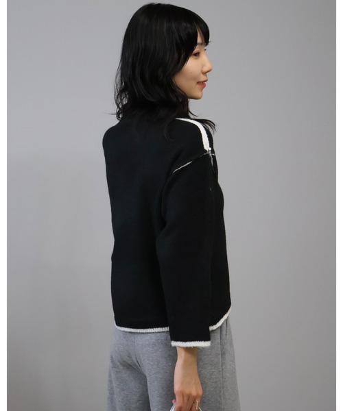 Doumoi ニット セーター ドロップショルダーニットプルオーバー