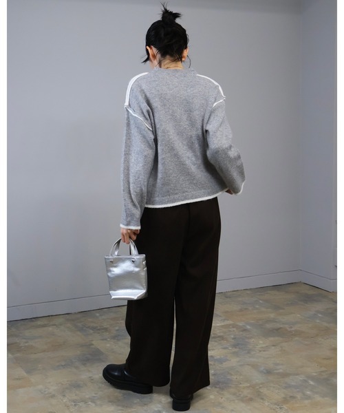 Doumoi ニット セーター ドロップショルダーニットプルオーバー