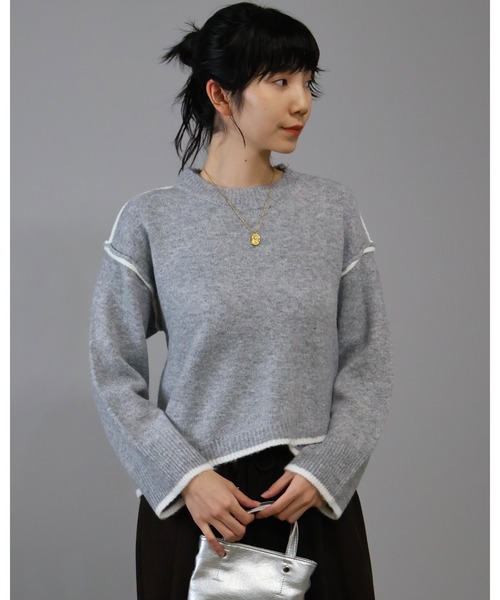 Doumoi ニット セーター ドロップショルダーニットプルオーバー