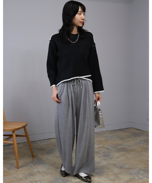 Doumoi ニット セーター ドロップショルダーニットプルオーバー