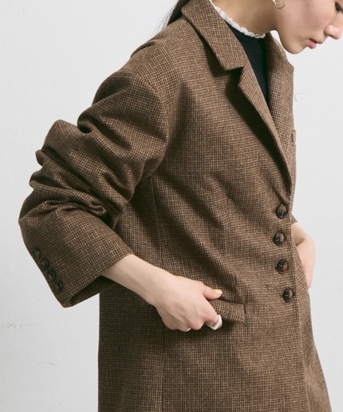 【タリアトーレ】テーラードジャケット ハウンドトゥース くるみボタン 50 茶 ジャケット テーラードジャケット Houndstooth Classic Tailored