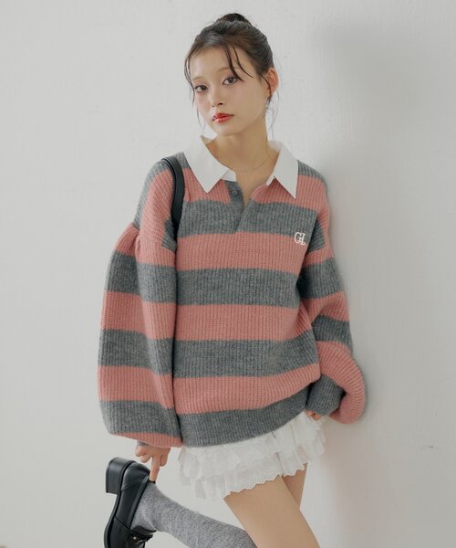 Chico（チコ） ニット セーター ルーズボーダーラガーニット