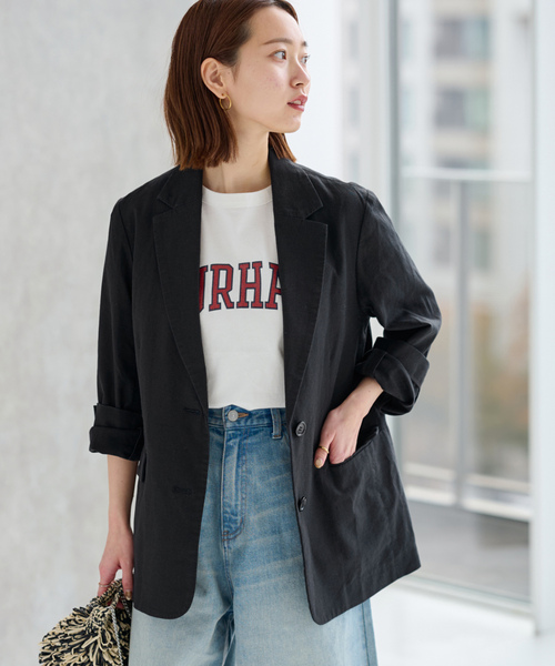 「JOURNAL STANDARD relume」 テーラードジャケット 38 ブラック レディースの画像