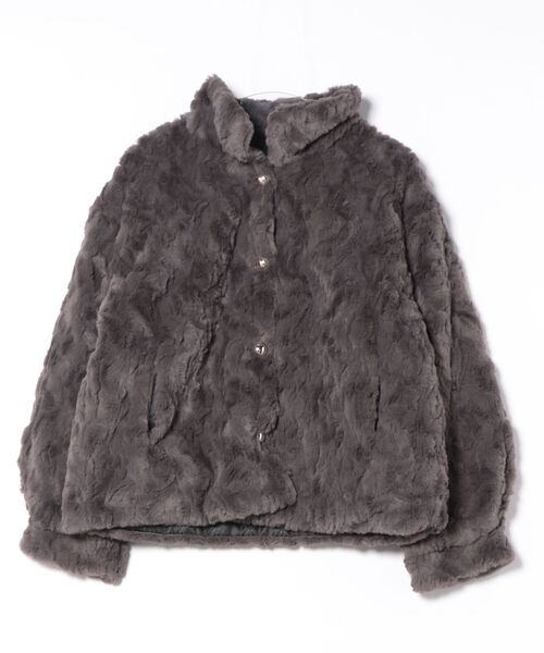 コート アウター もこもこ フェイクファー スタンドカラー レディース
