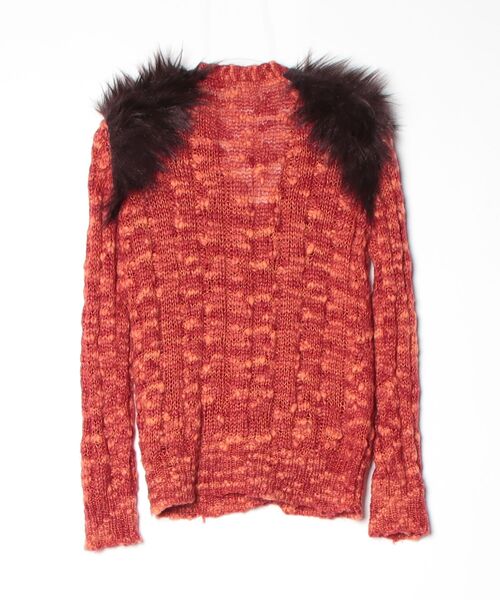「PLAIN CLOTHING」 ニットカーディガン FREE レッド レディース_画像2
