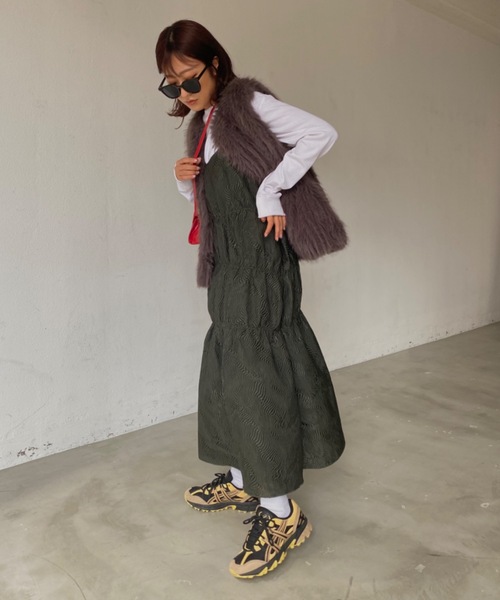 「SHAGGIE」 キャミソールワンピース FREE ブラック レディース_画像4