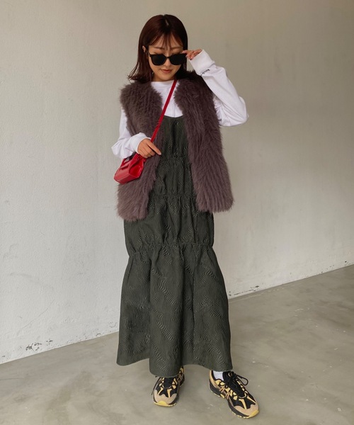 「SHAGGIE」 キャミソールワンピース FREE ブラック レディース_画像9