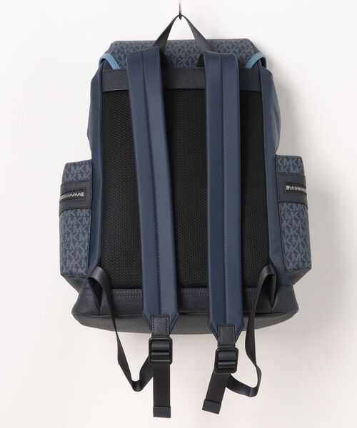 極美品 マイケルコース メンズ バックパック リュックサック ロゴ 総柄 ブルー 極美品 マイケルコース メンズ バックパック リュックサック ロゴ 総柄