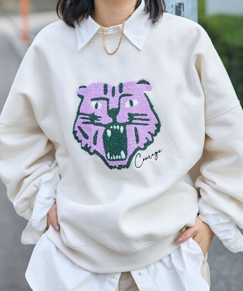 「PUBLUX」 スウェットカットソー フリ- ブラック レディース_画像8