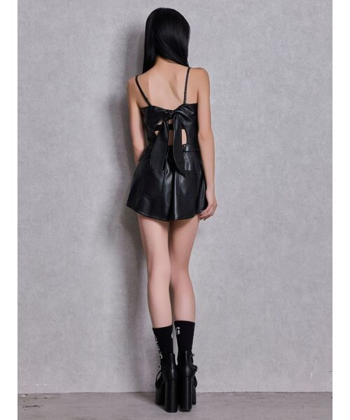 GYDA（ジェイダ） ワンピース BACKリボンフェイクレザースカートライク