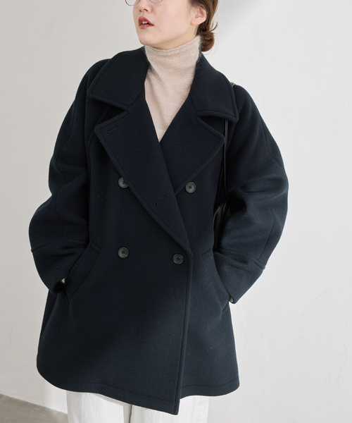 IENA ブラック ダブルブレスト ロングコート VERMEIL par iena（ヴェルメイユパーイエナ）の「ダブルブレストコート