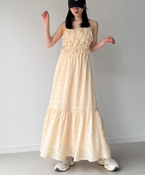 JUNOAH（ジュノア） ワンピース シャーリングベアキャミワンピース