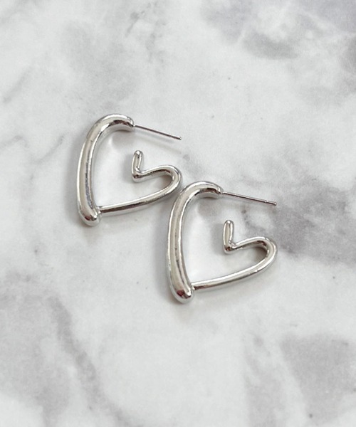 Starlingear ハートデザイン ピアス(片耳用) yu-ka ピアス YU-KA:ハートデザインスタッドピアス Heart design stud