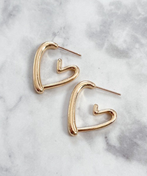  ハート型スタッドピアス yu-ka ピアス YU-KA:ハートデザインスタッドピアス Heart design stud