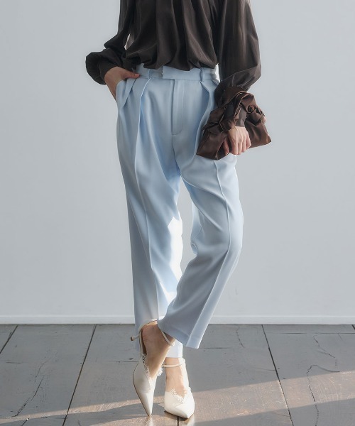 anuans（アニュアンス） パンツ ダブルサテンテーパードパンツ